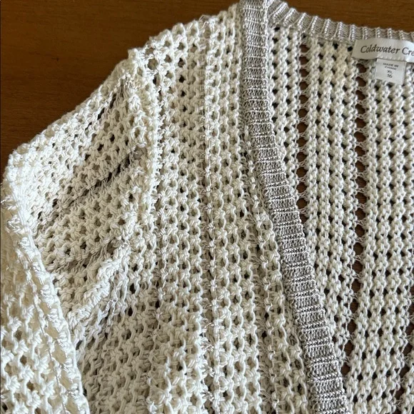 Coldwater Creek Crocheted Ivory  Open-Knit Sweater XL NWOT - Picture 5 of 5